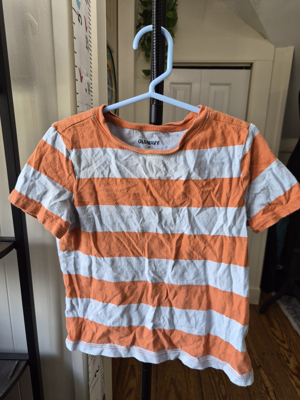 Old Navy Orange and White Striped Short Sleeve Tee